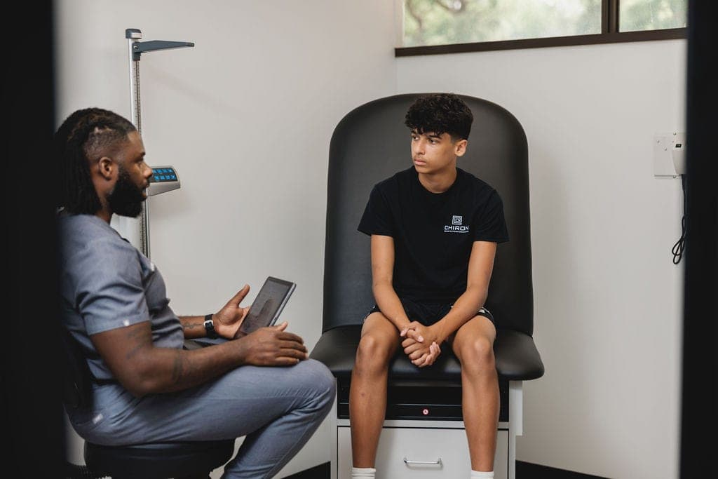 Athlete interview during the Initial Comprehensive Athlete Assessment at Chiron